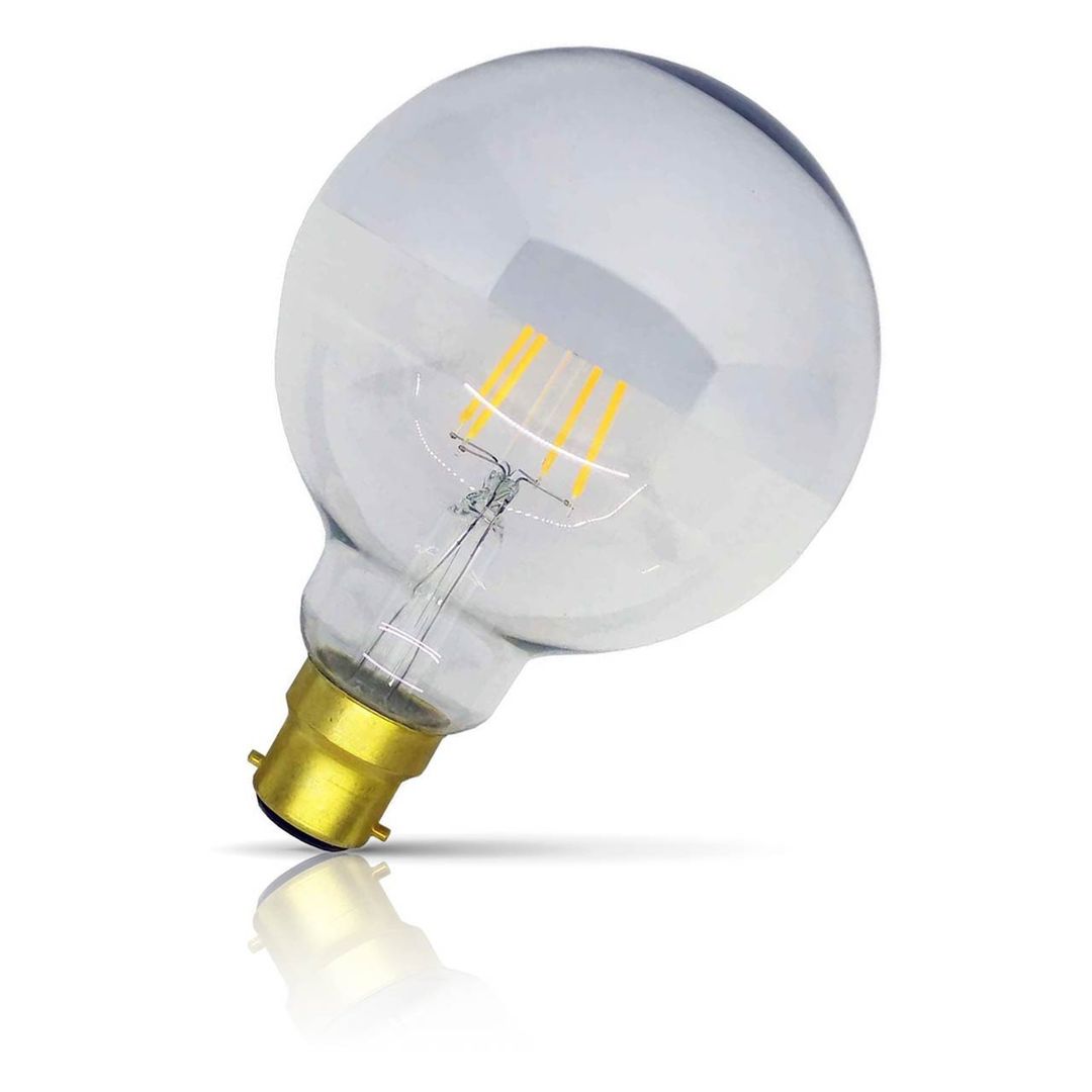 Opus LED G95 Globe Light Bulb B22 5W Dim Crown Silver Extra Warm White 2200K Bayonet Filament - Image 1