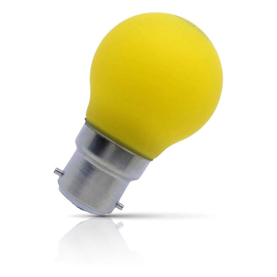 Opus LED Golfball Light Bulb B22 4W Yellow Round Bayonet Coloured in Frosted - Image 1