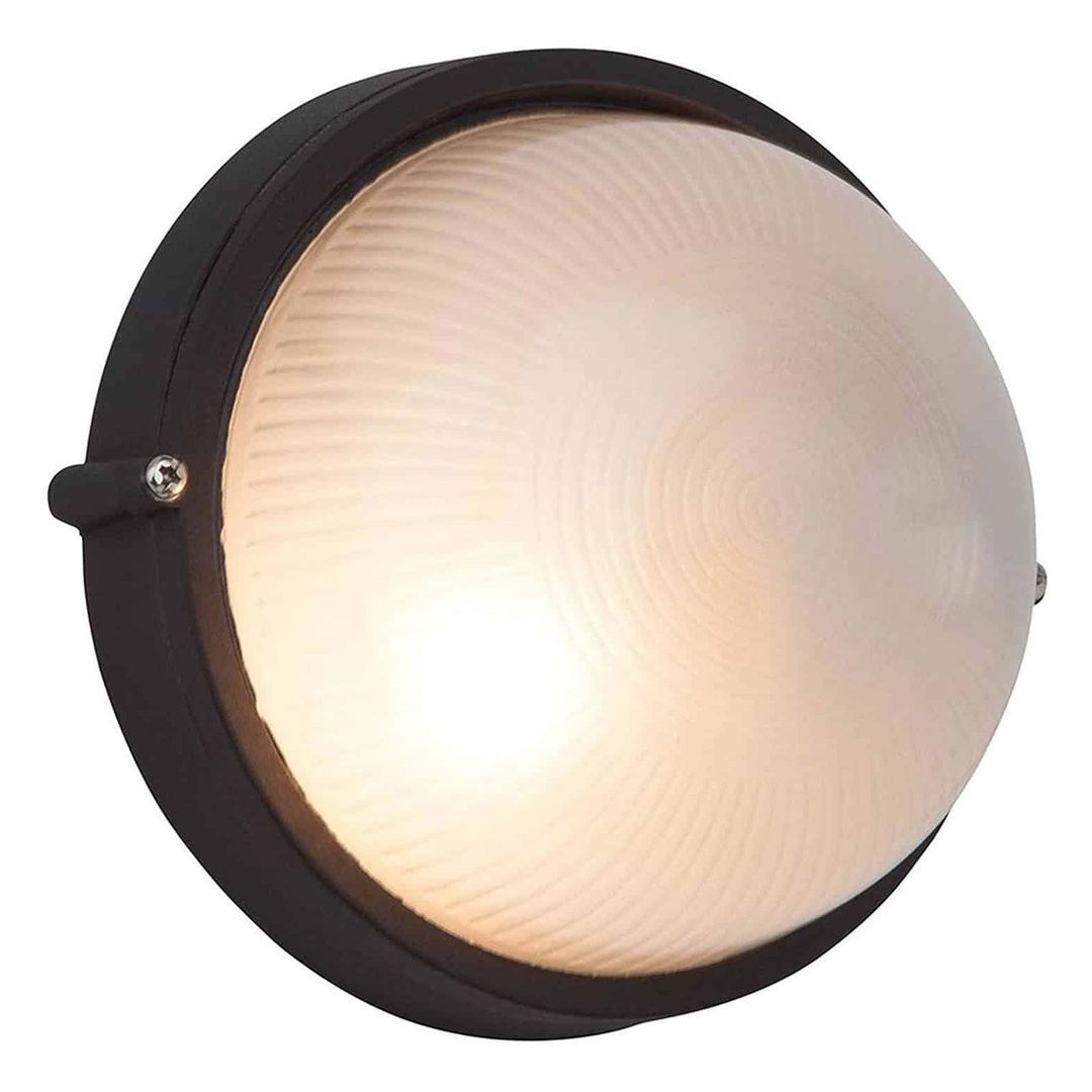 Opus 180mm Wall Bulkhead E27 Screw Garden Opal Lights in Black - Image 1
