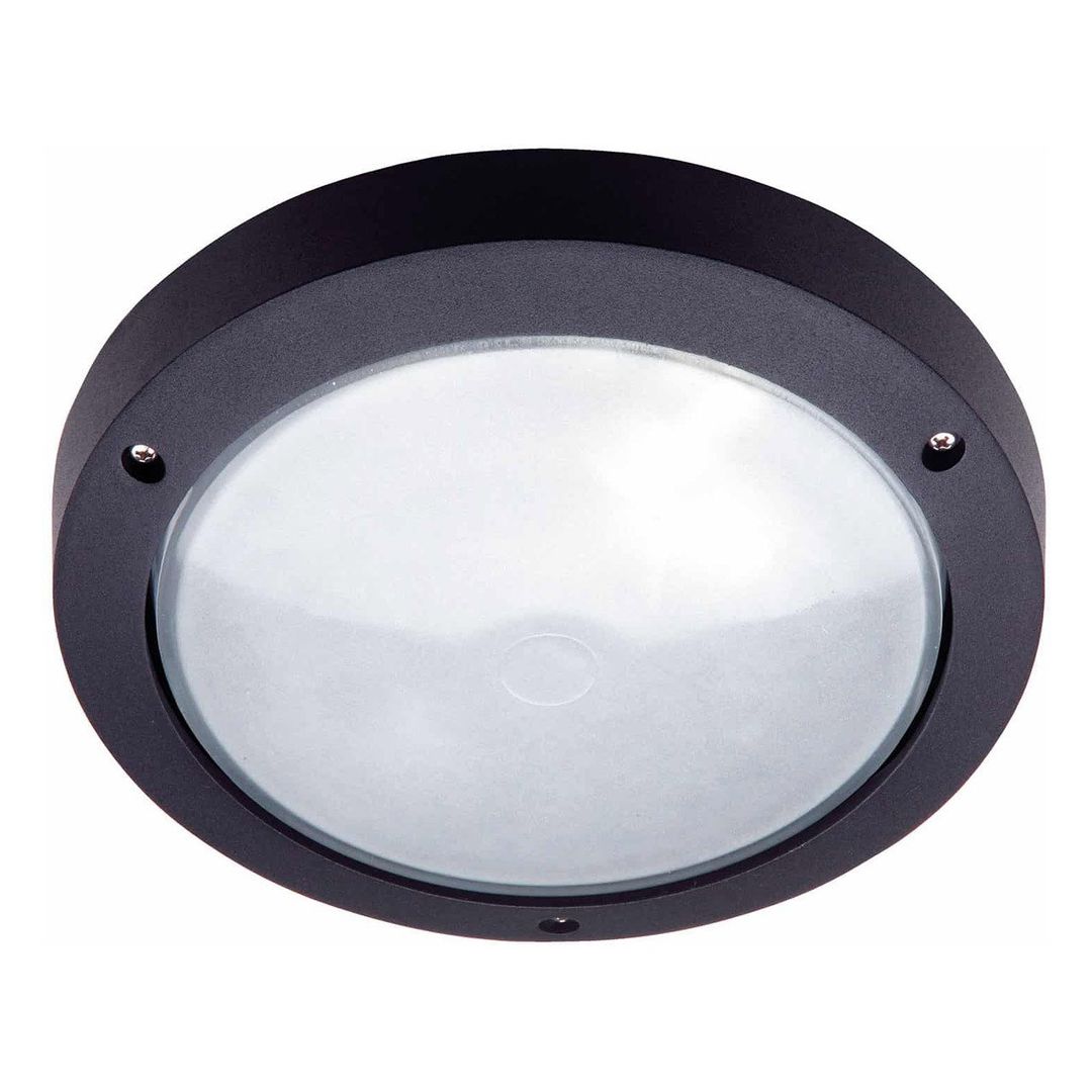 Opus 270mm Wall Bulkhead E27 Screw Garden Opal Lights in Black - Image 1