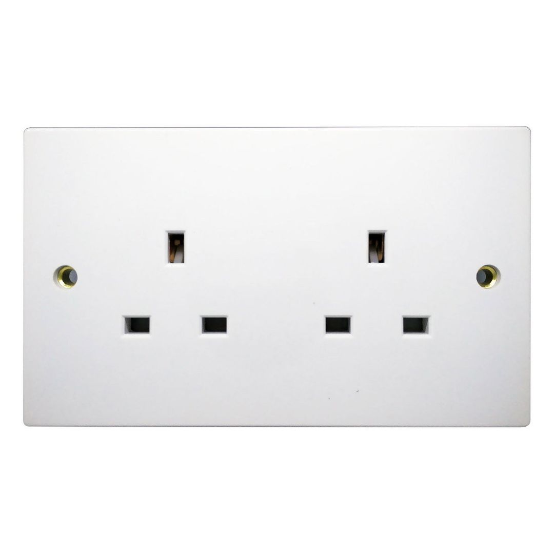 Opus 2-Gang 13 Amp Socket Unswitched in White - Image 1