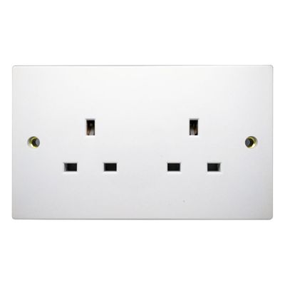 Opus 2-Gang 13 Amp Socket Unswitched in White