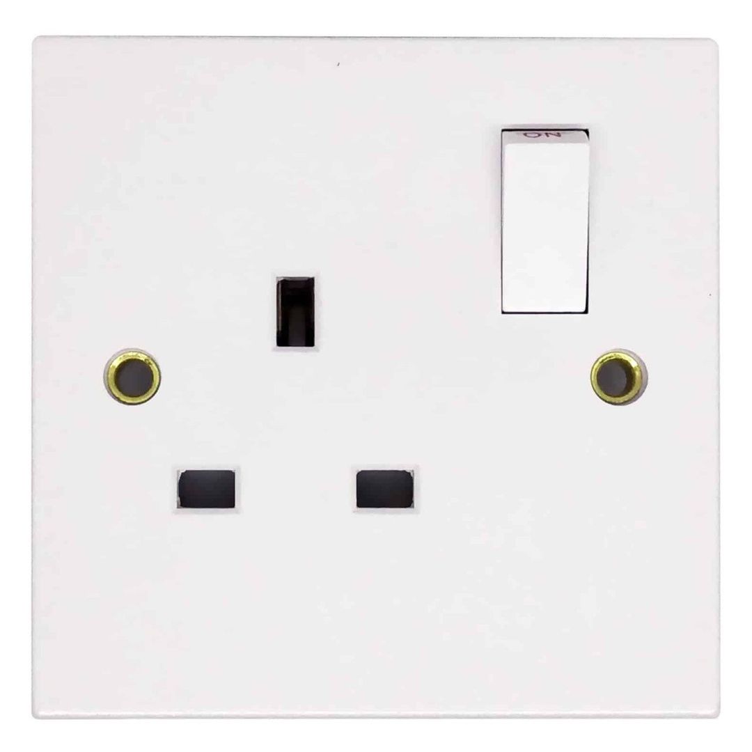 Opus 1-Gang 13 Amp Socket Switched in White - Image 1