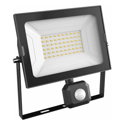 Opus LED Floodlight 50W with PIR Sensor Cool White 4000K Motion Sensor Garden Clear Lights in Black