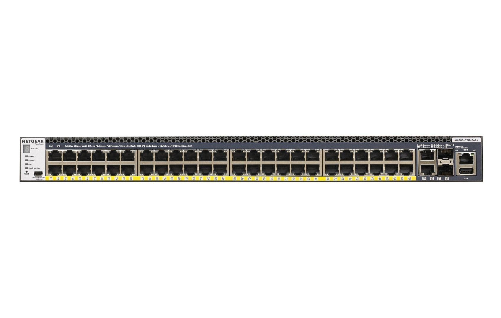 NETGEAR M4300-52G-PoE+ 550W PSU Managed L2/L3/L4 Gigabit Ethernet (10/100/1000) Power over Ethernet (PoE) 1U Black - Image 1