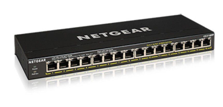 NETGEAR GS316PP Unmanaged Gigabit Ethernet (10/100/1000) Power over Ethernet (PoE) Black - Image 1