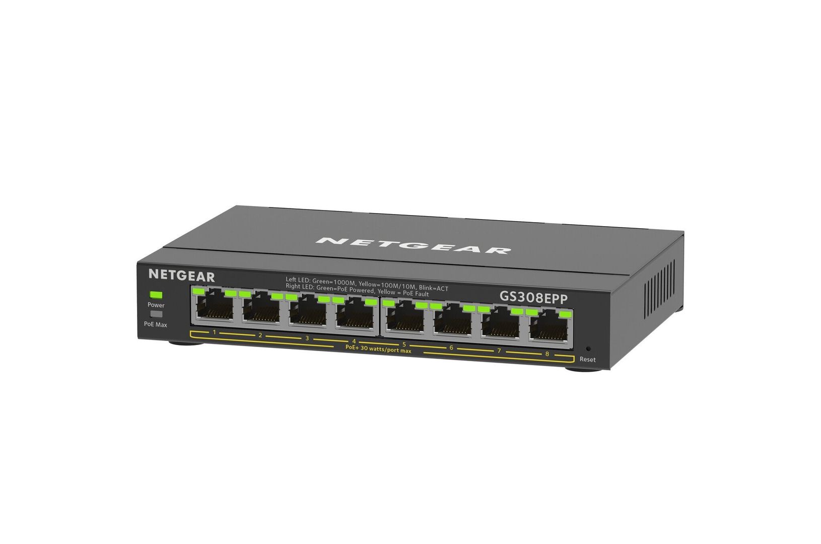 NETGEAR GS308EPP Managed L2/L3 Gigabit Ethernet (10/100/1000) Power over Ethernet (PoE) Black - Image 1