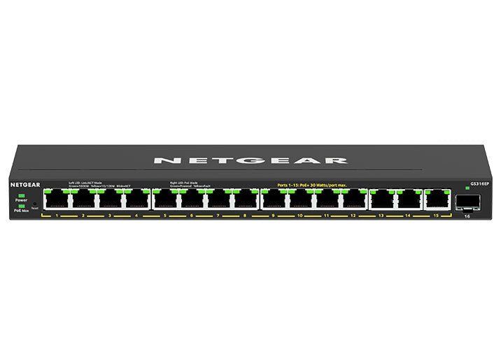 NETGEAR GS316EP Managed Gigabit Ethernet (10/100/1000) Power over Ethernet (PoE) Black - Image 1