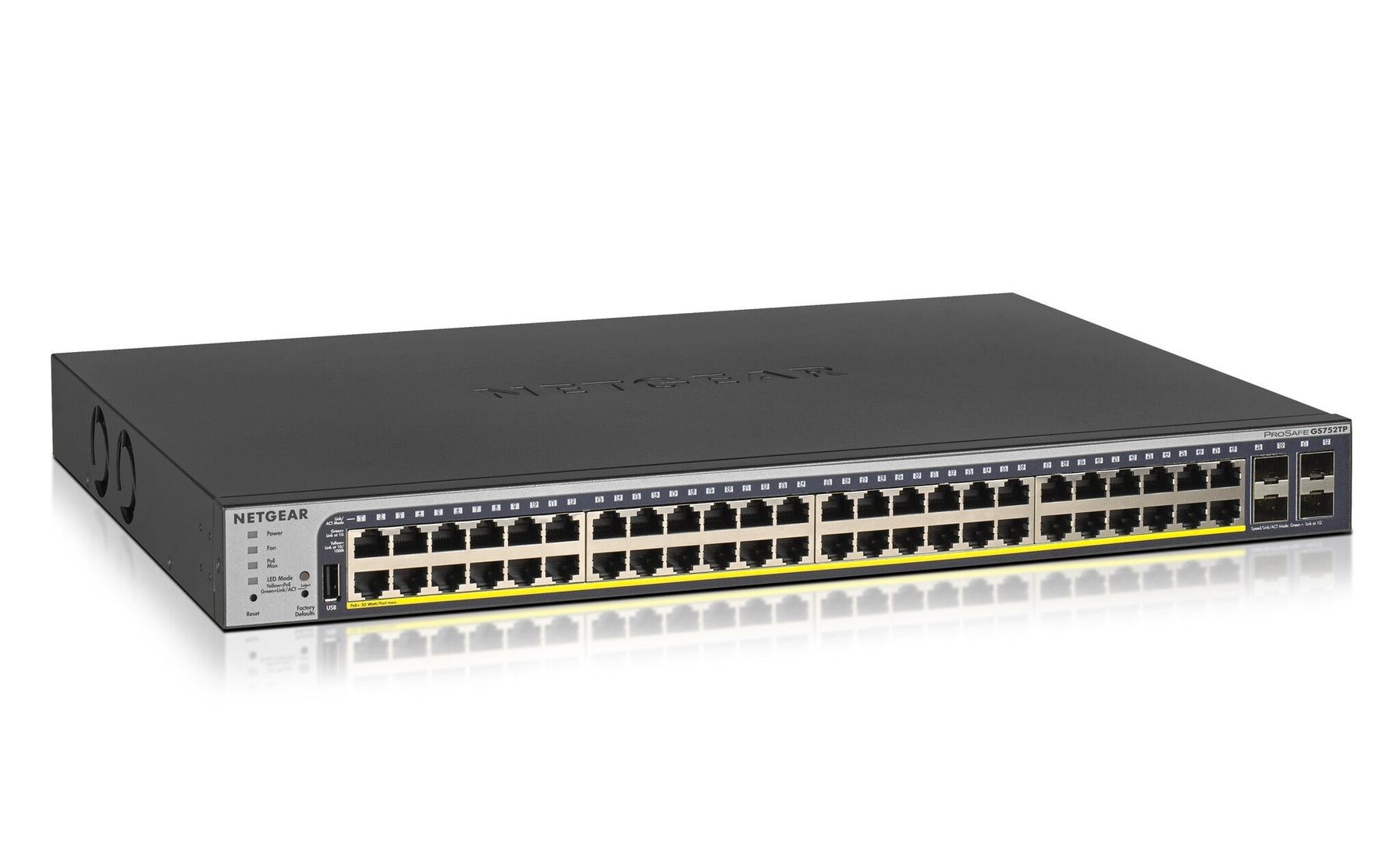 NETGEAR GS752TP-300EUS network switch Managed L2/L3/L4 Gigabit Ethernet (10/100/1000) Power over Ethernet (PoE) 1U Black - Image 1