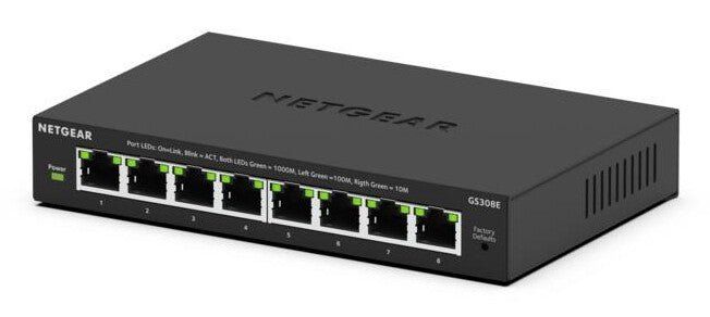 NETGEAR GS308E Managed L2/L3 Gigabit Ethernet (10/100/1000) Black - Image 1