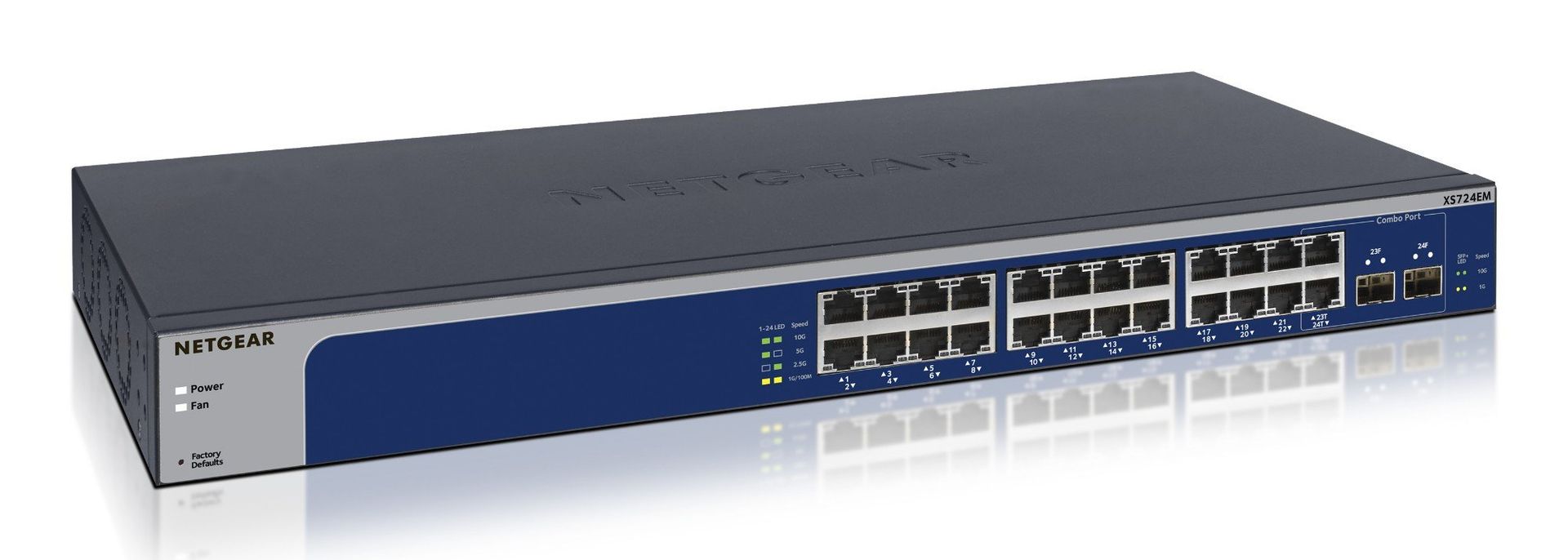 NETGEAR XS724EM Managed L2 10G Ethernet (100/1000/10000) 1U Blue, Grey - Image 1
