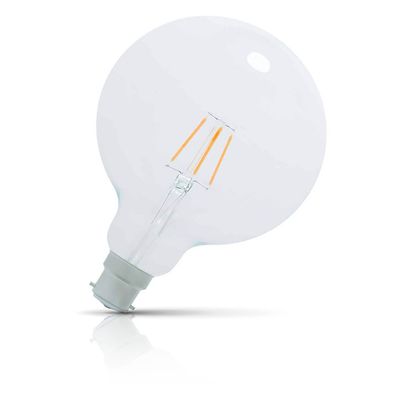 Opus LED G125 Globe Light Bulb B22 5W (40W Eqv) Dim Extra Warm White 2200K Bayonet Filament Clear