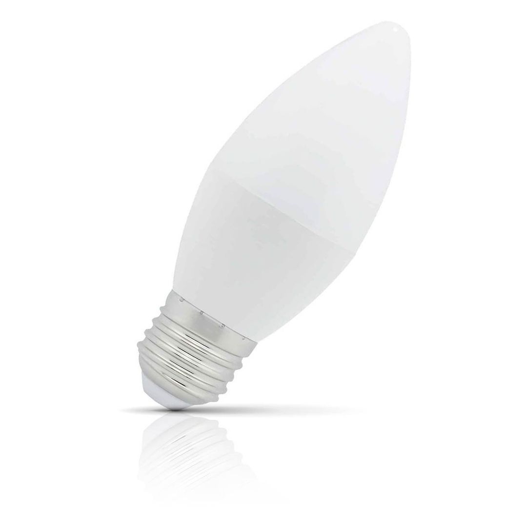Opus LED Candle Light Bulb E27 6W (40W Eqv) Warm White 3000K Screw Thermal Plastic Opal - Image 1