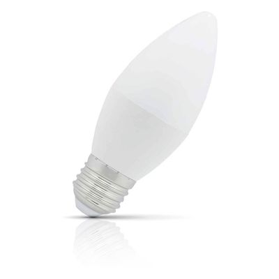 Opus LED Candle Light Bulb E27 6W (40W Eqv) Warm White 3000K Screw Thermal Plastic Opal