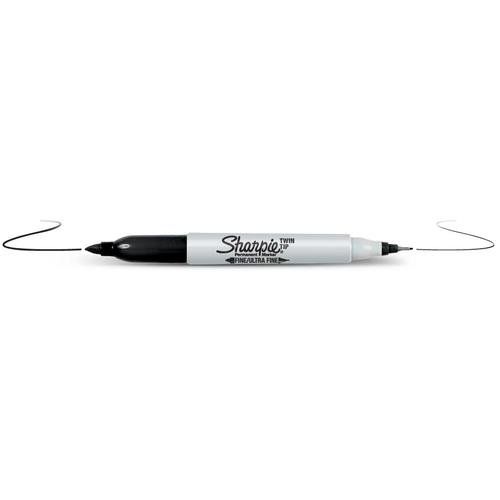 Sharpie Twin Tip permanent marker Fine tip Black 12 pc(s) - Image 1