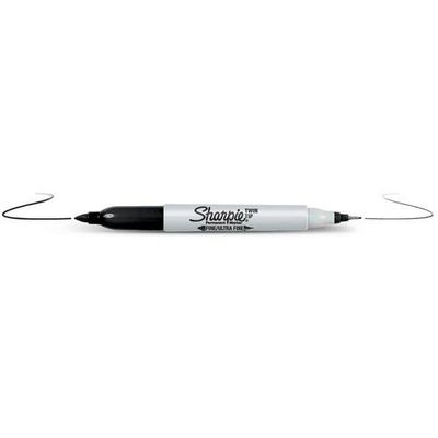 Sharpie Twin Tip permanent marker Fine tip Black 12 pc(s)