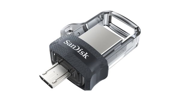 SanDisk Ultra Dual m3.0 USB flash drive 256 GB USB Type-A / Micro-USB 3.2 Gen 1 (3.1 Gen 1) Black Silver Transparent