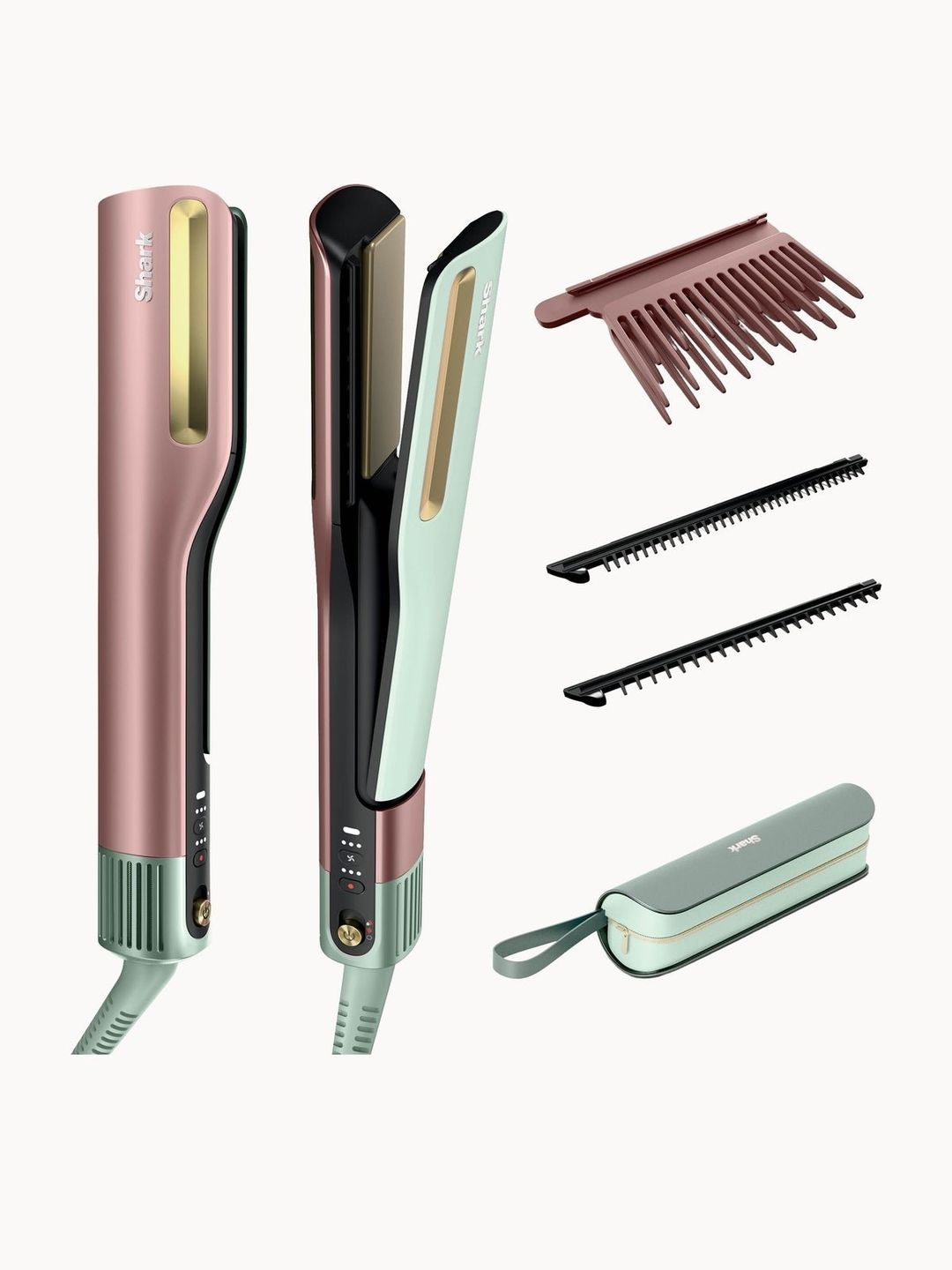 Shark SilkiPro Straight Hair Straightener + Dryer in One Tool - Strawberry Matcha - Image 1