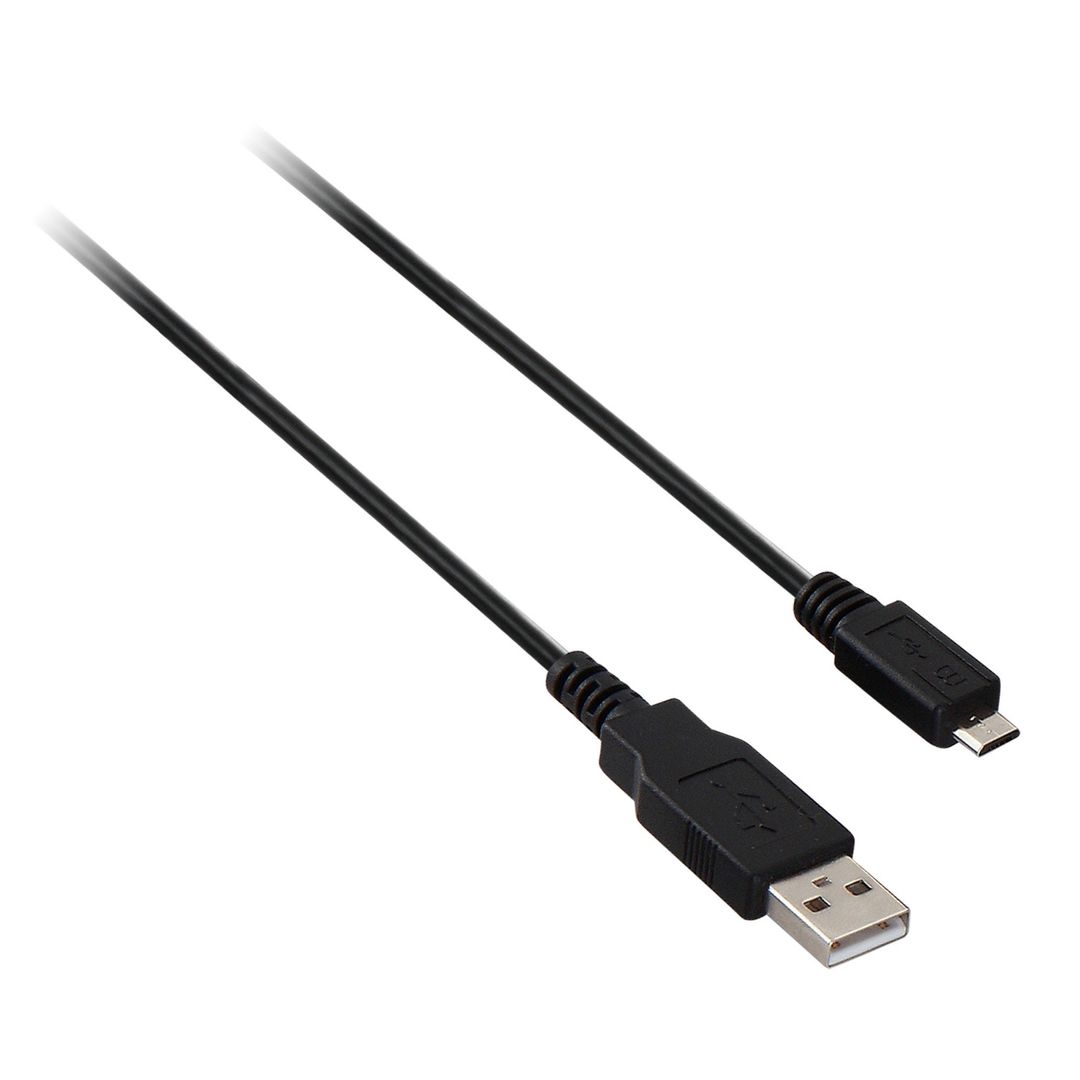 V7 Black USB Cable USB 2.0 A Male to Micro USB Male 1m 3.3ft - Image 1