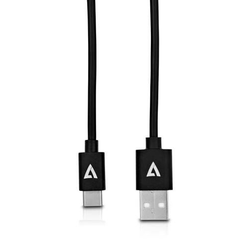V7 Black USB Cable USB 2.0 A Male to USB-C Male 2m 6.6ft - Image 1
