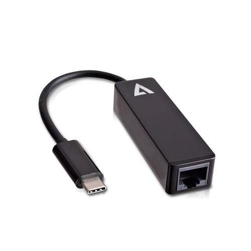 V7 Black USB Video Adapter USB-C Male to RJ45 Male - Image 1