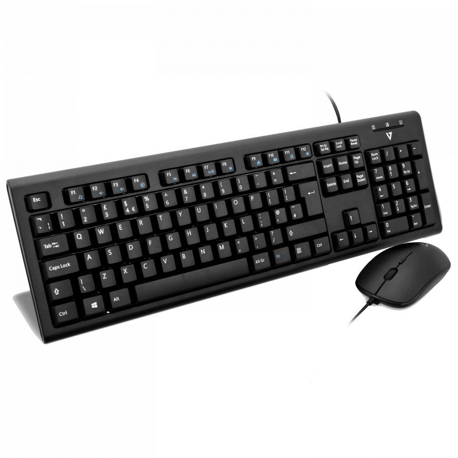 V7 Wired Keyboard and Mouse Combo UK. Product colour: Black - Image 1