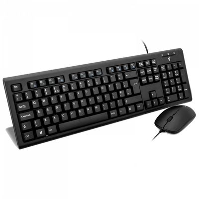 V7 Wired Keyboard and Mouse Combo UK. Product colour: Black