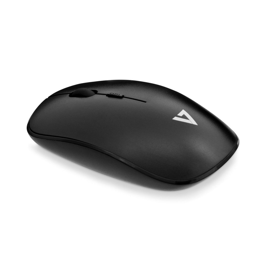 V7 Low Profile Wireless Optical Mouse - Black - Image 1