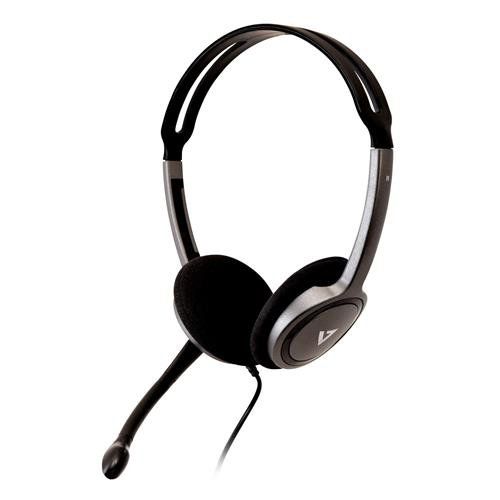 V7 HA212-2EP headphones/headset Wired Head-band Calls/Music Black, Silver - Image 1