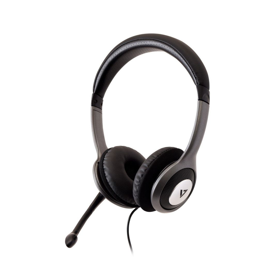 V7 HU521-2EP headphones/headset Wired Head-band Office/Call center Black Silver - Image 1