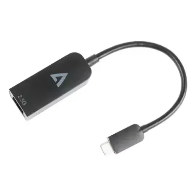 V7 2.5G Ethernet Adapter USB-C Male to RJ45 Female Black