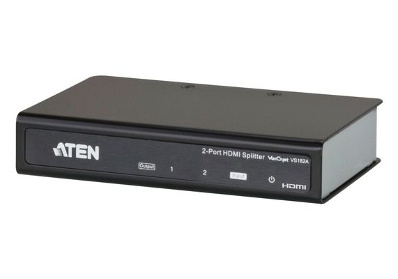 ATEN 2-Port HDMI Audio/Video Splitter 4Kx2K HDMI 2x HDMI 1 x HDMI Type A Female (Black) 4096 x 2160 pixels Black Metal
