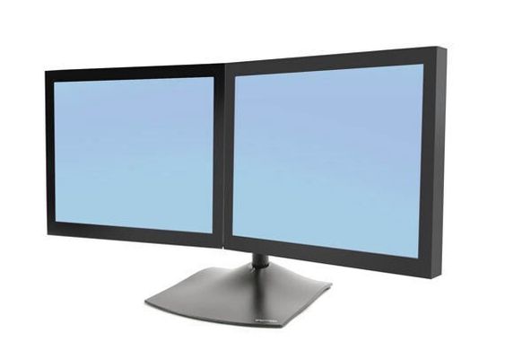 Ergotron DS Series DS100 Dual Monitor Desk Stand Horizontal. Maximum weight capacity: 14 kg Maximum screen size: 61 cm (24") Minimum VESA mount: 75 x 75 mm Maximum VESA mount: 100 x 100 mm. Product colour: Black