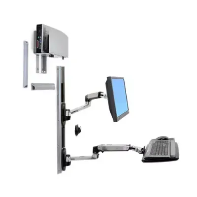 Ergotron LX Wall Mount System. Tilt angle range: 85