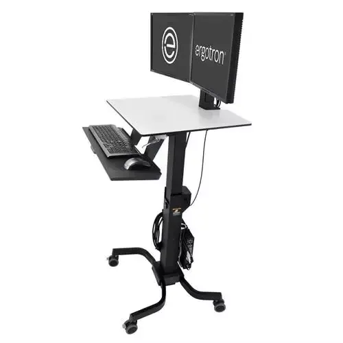 Ergotron WorkFit-C Dual Sit-Stand. Product colour: Black Grey Recommended usage: Flat panel Type: Multimedia cart. Height adjustment: 63 cm. Package weight: 41.3 kg Package dimensions (WxDxH): 930 x 820 x 720 mm - Image 1