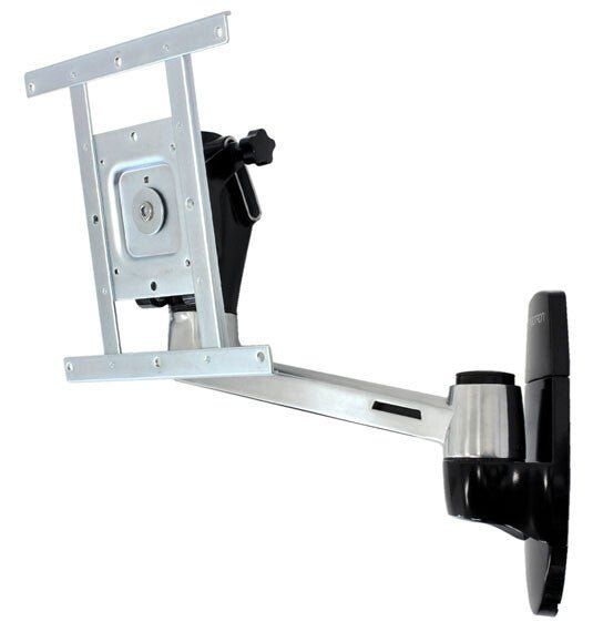 Ergotron LX HD Wall Mount Swing Arm. Maximum weight capacity: 22.7 kg Maximum screen size: 106.7 cm (42") Minimum VESA mount: 75 x 75 mm Maximum VESA mount: 200 x 200 mm. Tilt angle range: -20 - 20. Product colour: Aluminium - Image 1