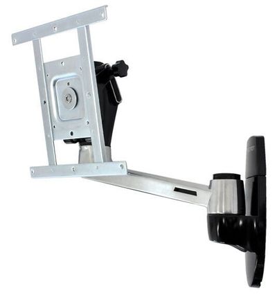 Ergotron LX HD Wall Mount Swing Arm. Maximum weight capacity: 22.7 kg Maximum screen size: 106.7 cm (42") Minimum VESA mount: 75 x 75 mm Maximum VESA mount: 200 x 200 mm. Tilt angle range: -20 - 20. Product colour: Aluminium