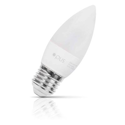 Opus LED Candle Light Bulb E27 5W (40W Eqv) Dimmable Warm White 3000K Screw Thermal Plastic Opal
