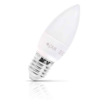 Opus LED Candle Light Bulb E27 5W (40W Eqv) Dimmable Daylight 6500K Screw Thermal Plastic Opal