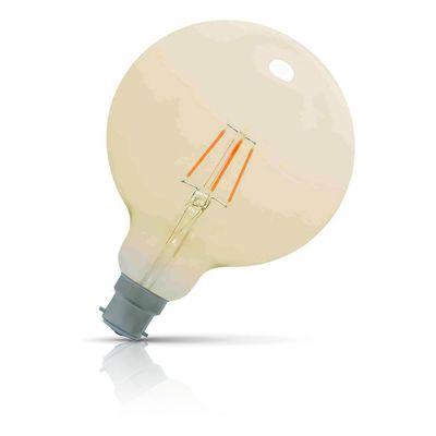 Opus LED G125 Globe Light Bulb B22 5W (60W Eqv) Dim Extra Warm White 2200K Bayonet Filament Gold