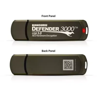 iStorage Kanguru Defender 3000 SuperSpeed USB 3.0 32 GB| Secure Flash Drive | FIPS 140-3 Level 3 pending FIPS 140-2 Level 3 Certified | AES-XTS 256-bit Hardware Encryption | TAA Compliant|