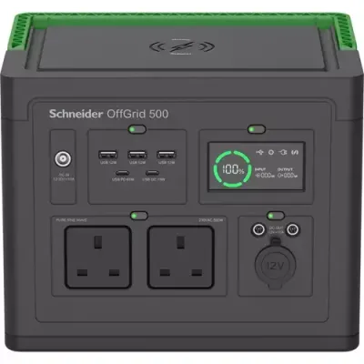 APC SE OffGrid Portable Power Station 500 - Li-Ion battery LCD 2x UK outlets 3x USB-A 2x USB-C 3x 12V wireless charger
