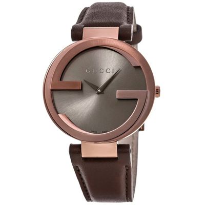 Gucci YA133309 Interlocking G Brown Dial Brown PVD Women's Watch