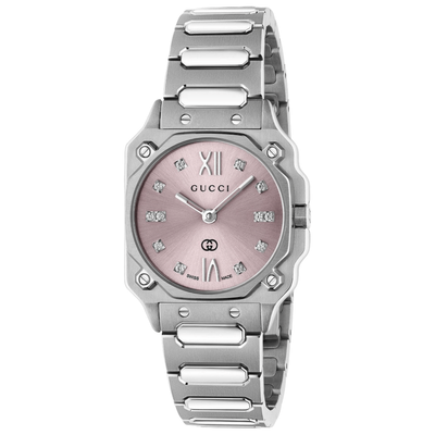 Gucci YA166501 G-Flat Pink Dial Ladies Watch