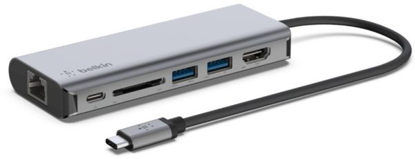 Belkin AVC008BTSGY laptop dock/port replicator USB 3.2 Gen 1 (3.1 Gen 1) Type-C Black Grey