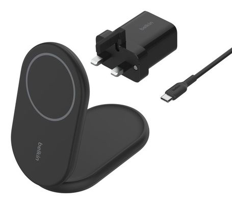 Belkin WIB007MYBK mobile device charger Headphones, Smartphone Black USB Wireless charging Fast charging Indoor