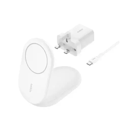 Belkin WIB007MYWH mobile device charger Headphones Smartphone White USB Wireless charging Fast charging Indoor - Image 1