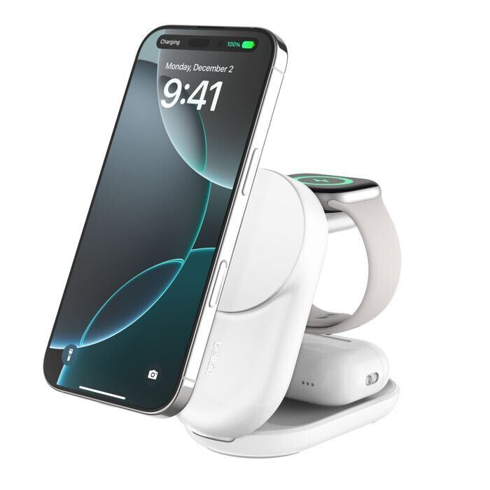 Belkin WIZ037MYWH mobile device charger Headphones, Smartphone White USB Wireless charging Fast charging Indoor - Image 1