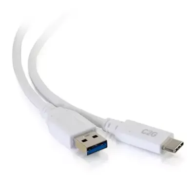 C2G 1.8m USB-C® to USB-A SuperSpeed USB 5Gbps Cable M/M - White - Thumbnail 2