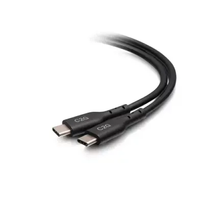 C2G 12ft (3.7m) USB-C Male to USB-C Male Cable (20V 5A) - USB 2.0 (480Mbps). Cable length: 3.66 m. Connector 1: USB C Connector 2: USB C USB version: USB 2.0 Maximum data transfer rate: 0.48 Gbit/s Product colour: Black